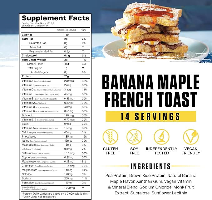 Ambrosia Planta - Premium Plant-Based Protein | Vegan & Keto Friendly | Gourmet Flavors with No Bloating or Stomach Upset | No Added Sugar | 14 Servings | (Banana Maple)