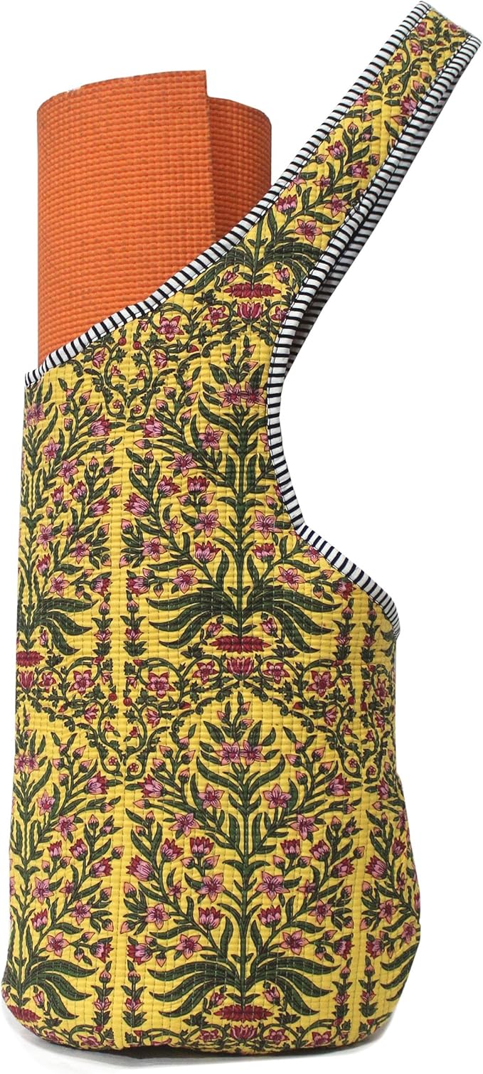 INDIAN CRAFT CASTLE Yoga Mat Bag | Tote Mat Bag | Sling Yoga Tote w/Large Side Pocket & Zipper Pocket | Yoga Mat Carrier Fits Most Size Mats