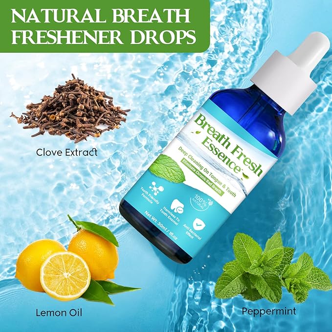 Bad Breath Treatment for Adults,Natural Breath Freshening Drops for Bad Breath, Fast-Acting, Long-Lasting, Boosts Confidence for Socializing, Alcohol-Free01