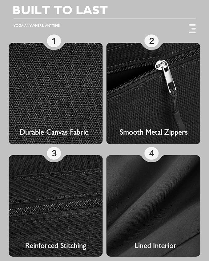 Gonex Yoga Mat Bag, Extra Large Canvas Gym Bag with Waterproof Pocket Metal Zipper, Fits Mat & Blocks, Stylish Yoga Mat Carrier for Women, Ideal for Yoga, Pilates, Workout, Travel