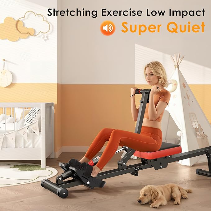SogesGame Rowing Machine, Rower Machine with 12 Levels of Resistance for Complete Body Workouts, Low-Impact, Indoor Exercise Rower Machine with Digital Monitor, Home Gym Equipment