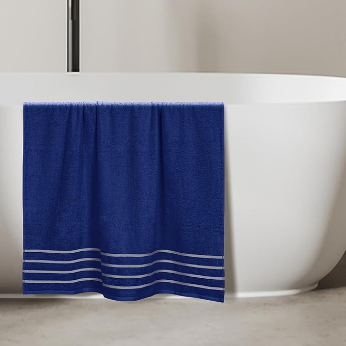 MyOwn Cotton 2 Pack Oversized Bath Sheet 35 x 70, Large Bath Sheet, Ultra Absorbent, Compact, Eco-Friendly and 100% Recyclable, Quick Drying and Lightweight Towel - Navy Blue