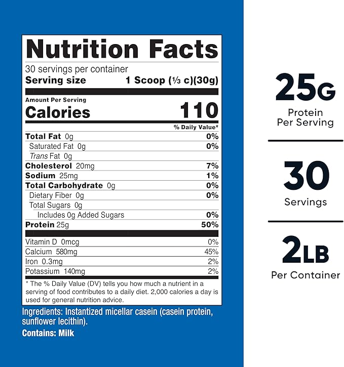 Nutricost Casein Protein Powder 2lb - Micellar Casein, Gluten Free, Non-GMO (Unflavored)