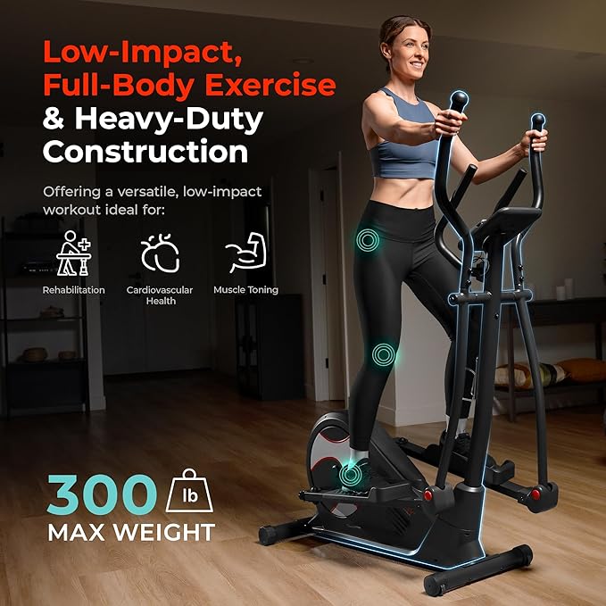 Sunny Health & Fitness Smart Elliptical Full-Body Cross Training Machine w/Extended Stride, Cardio Exercise Trainer for Home, Free SunnyFit App Bluetooth Connection, Optional 12" or 16" Stride Length