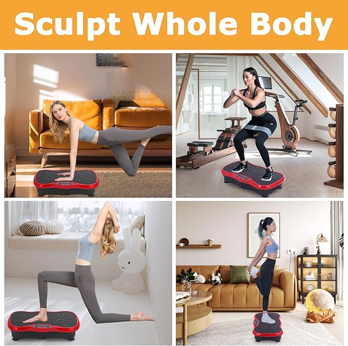 Vibration Plate Exercise Machine, Vibrating Plate Fitness Platform with Remote Control – Portable Vibration Plates for Lymphatic Drainage, Weight Loss, Toning, Recovery & Home Workouts
