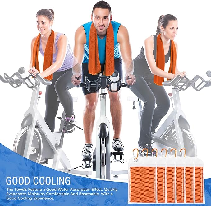 Hosuly 15 Pack Cooling Towels 40" x 12" Cooling Towels for Neck and Face Iced Towel Microfiber Soft Breathable Chilly Yoga Towel for Hot Weather (Orange)