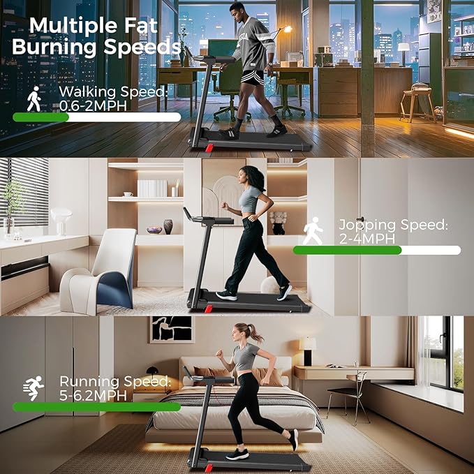 Portable Treadmill with Incline, 3.0HP Walking Pad with Handle Bar, 3-in-1 Foldable Electric Treadmill for Home Office Small Space with Quiet Brushless, 300 LBS Capacity