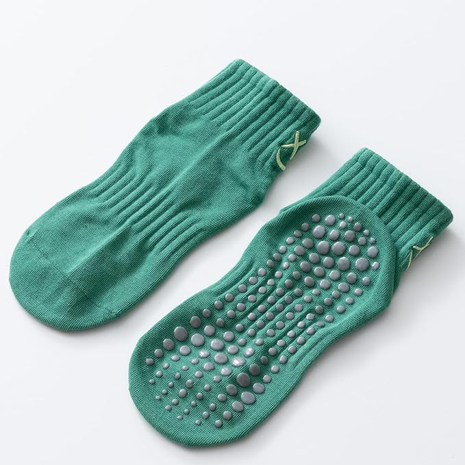 Yoga Pilates Socks with Grips for Women Non Slip Colorful Cushioned Ankle Socks for Barre Ballet Dance