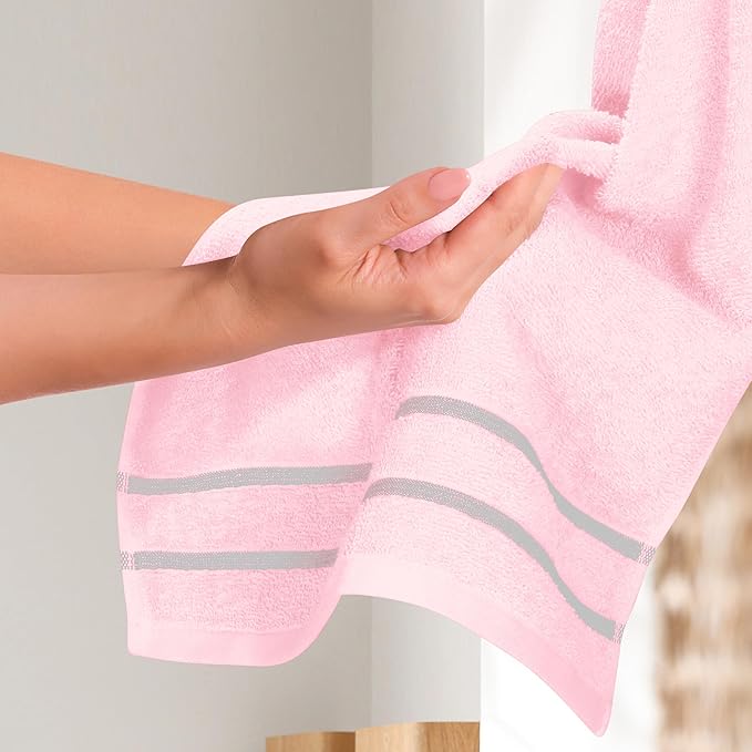 MyOwn Ultra Soft Cotton 6 -Piece Hand Towel Set 16x24 Inch, Ideal for use in Bathroom, Kitchen, Gym, Spa & General Cleaning, Compact & Lightweight Multi Purpose Hand Towels - Pink