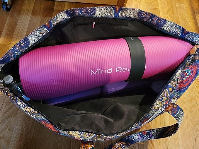 Large Yoga Mat Bag for Women Men, Travel Gym Bag for Pilates Office Beach Workout, Yoga Mat Tote Carrier with Mat Strap for 1/4" 1/2" Thick Exercise Yoga Mat