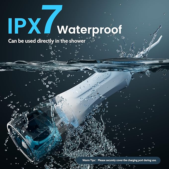 Water Flossers for Teeth, Electric Floss for Adults, Water Dental Picks for Teeth Cleaning and Flossing, Portable Flossers for Travel Size, Travel Bag and 4 Tips, IPX7 Waterproof - Blue