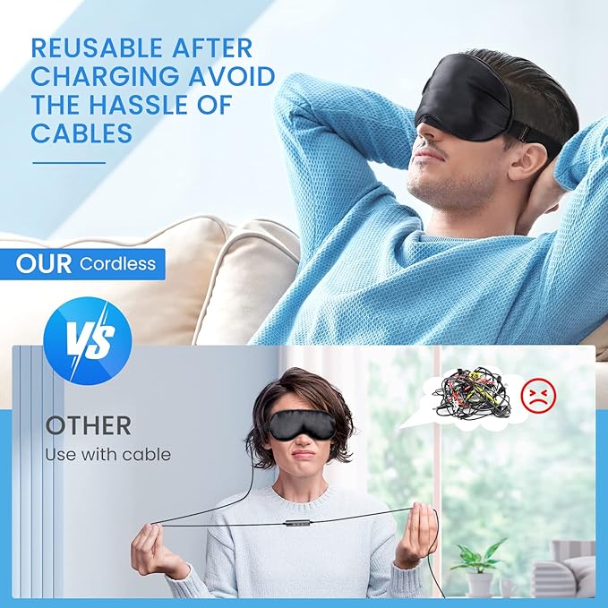 Heated Eye Mask : Cordless Eye Mask for Dry Eyes, Relief Stye, Blepharitis, Chalazion, Improved Sleep, Washable Eye Heating pad for Travel