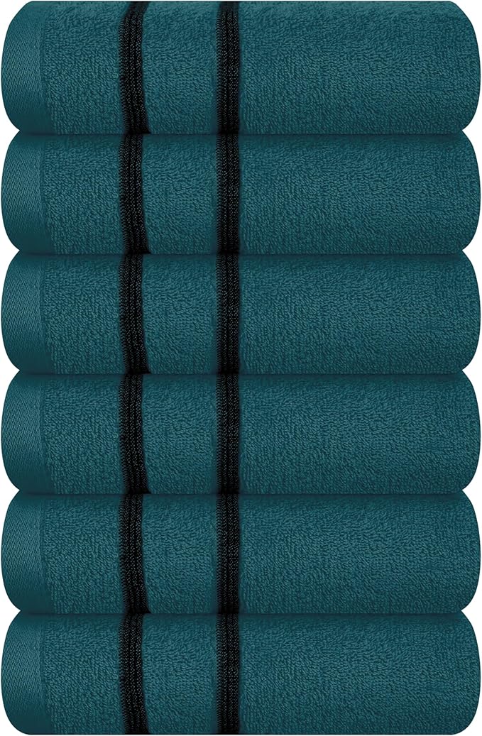 MyOwn Ultra Soft Cotton 6 -Piece Hand Towel Set 16x24 Inch, Ideal for use in Bathroom, Kitchen, Gym, Spa & General Cleaning, Compact & Lightweight Multi Purpose Hand Towels - Teal