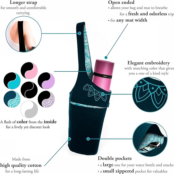 Yoga Mat Bag – Versatile Yoga Bag with Mat Straps & Storage Pockets, Holds Yoga & Pilates Mats, Lightweight & Durable