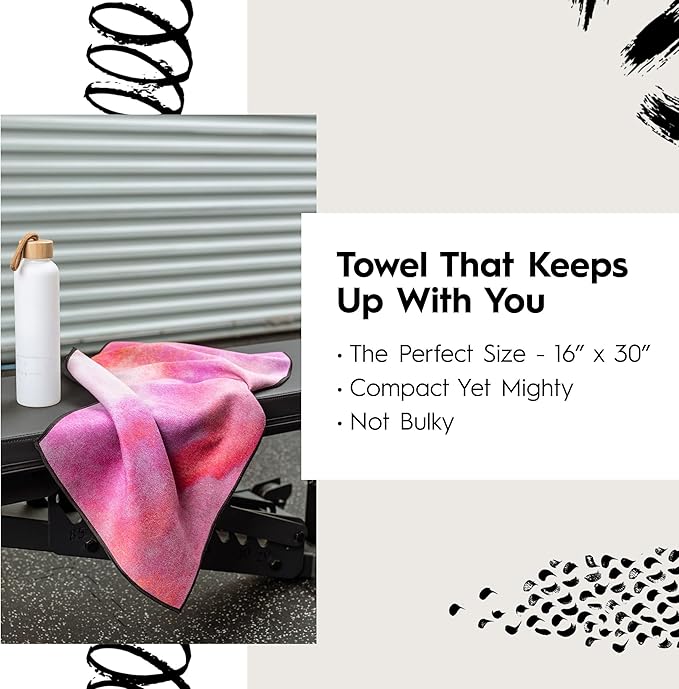 GEOMETRY Gym Towels for Working Out - Compact & Quick Dry, Super Absorbent Double-Sided Microfiber Sweat Towel - Premium Microfiber for Gym - Lavender Nights, 16" x 30", 1 Piece