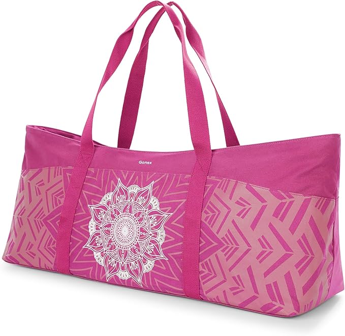 Gonex Yoga Mat Bag, Extra Large Canvas Gym Bag with Waterproof Pocket Metal Zipper, Fits Mat & Blocks, Stylish Yoga Mat Carrier for Women, Ideal for Yoga, Pilates, Workout, Travel
