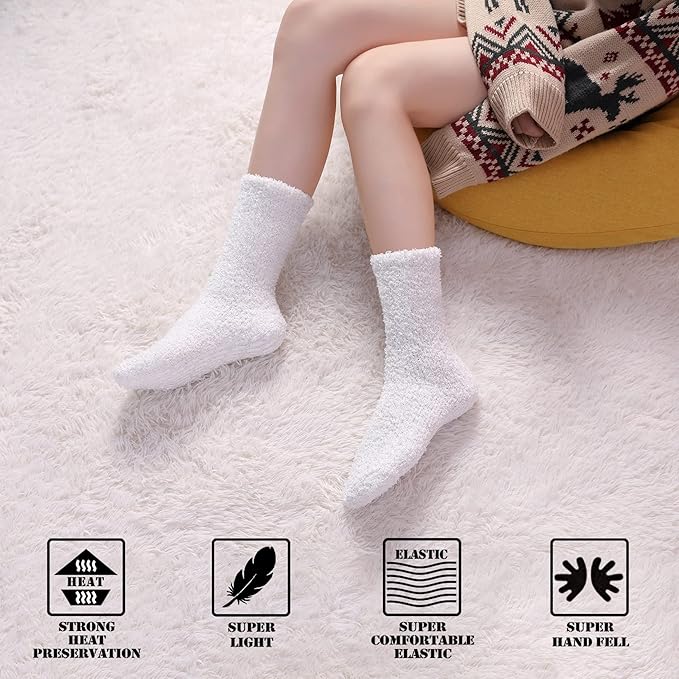 FNOVCO Non Slip Socks for Women Winter Warm Cozy Fuzzy Slipper Socks Soft Fluffy Hospital Socks with Grips
