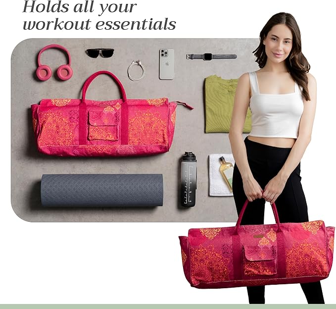 Maison d' Hermine Yoga Mat bag, Cylindrical bag for Woman&Men, yoga mat Bag &Adjustable shoulder straps Yoga Mat Carrier Bag with Drawstring Water Bottle Pocket and zipper pocket