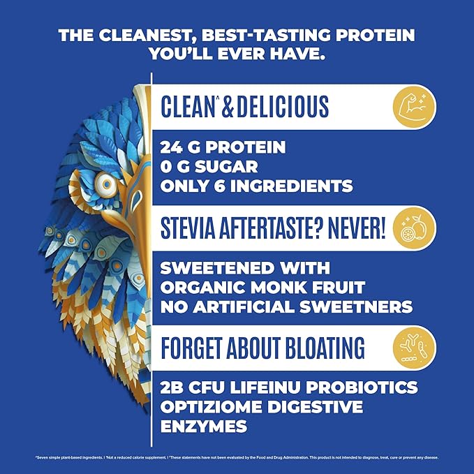 BIRDMAN Falcon Vegan Protein Powder Organic, Stevia & Sugar Free, Plant Based Protein, Low Carb, Dairy Free, Keto, Non Whey Protein, Probiotic, Pea Protein | Vanilla Flavor - 37 Servings - 2.64lb