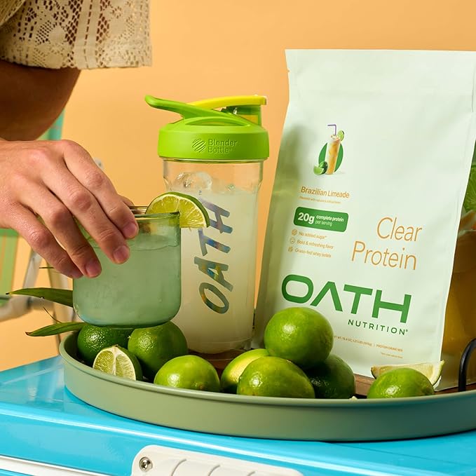 Oath Nutrition Clear Whey Isolate Protein Powder, Brazilian Limeade, 20g Complete Protein per Serving, No Added Sugar, Grass-Fed, 18 Servings
