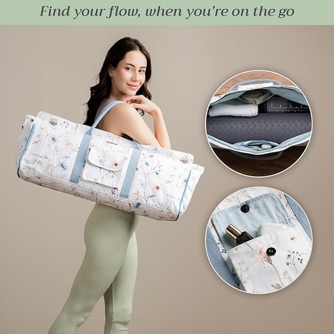 Maison d' Hermine Yoga Mat bag, Cylindrical bag for Woman&Men, yoga mat Bag &Adjustable shoulder straps Yoga Mat Carrier Bag with Drawstring Water Bottle Pocket and zipper pocket