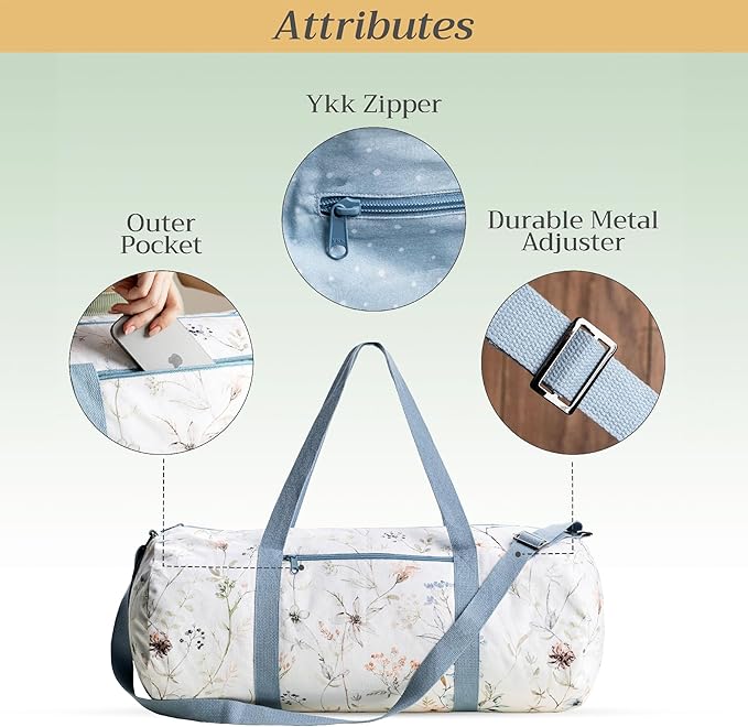Maison d' Hermine Yoga Mat bag, Cylindrical bag for Woman&Men, yoga mat Bag &Adjustable shoulder straps Yoga Mat Carrier Bag with Drawstring Water Bottle Pocket and zipper pocket