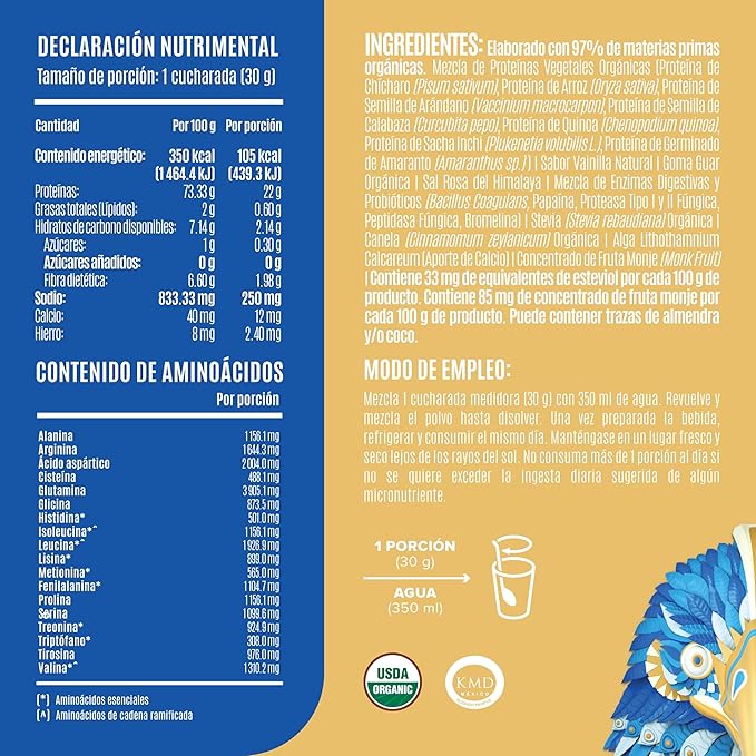 BIRDMAN Falcon Vegan Protein Powder Organic, Stevia & Sugar Free, Plant Based Protein, Low Carb, Dairy Free, Keto, Non Whey Protein, Probiotic | Vanilla Flavor - 60 Servings - 3.9 lb