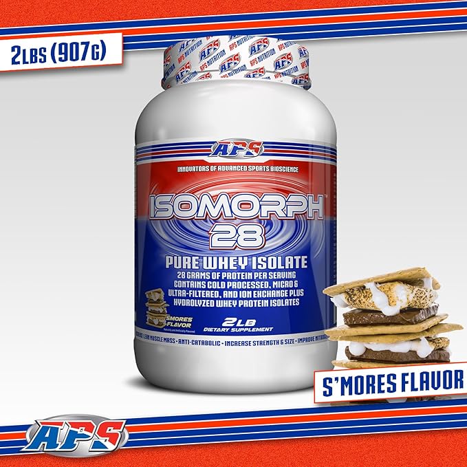 APS Nutrition Isomorph 28 Protein Powder | Pure Whey Isolate | Cold Pressed, Ultra- Filtered, & Ion Exchange Isolates | 28g Protein | 2 Pound (S’Mores)