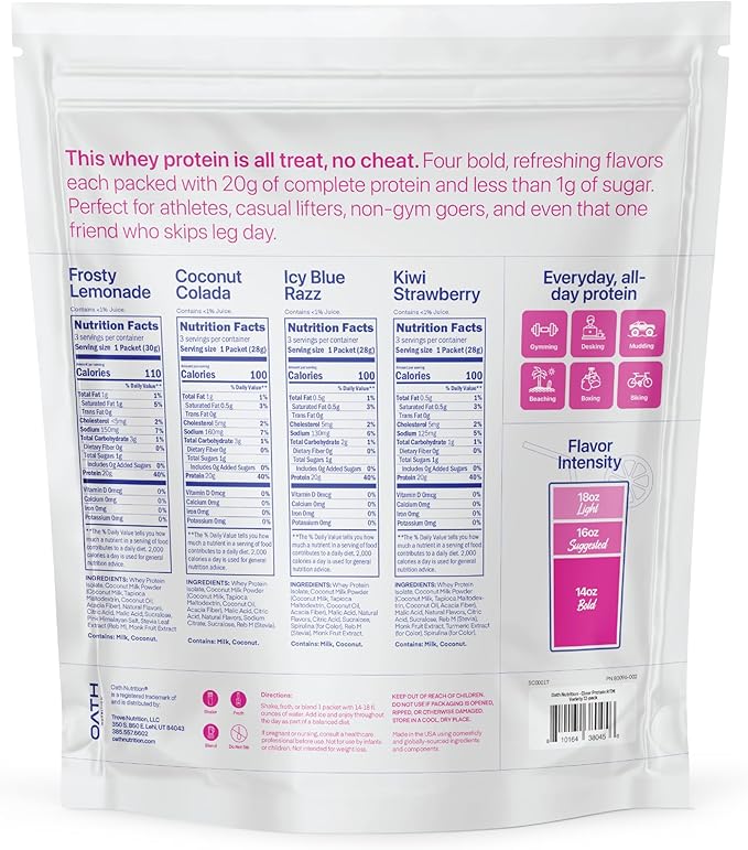 Oath Nutrition Clear Whey Isolate Protein Powder Variety Pack, 12 Pack