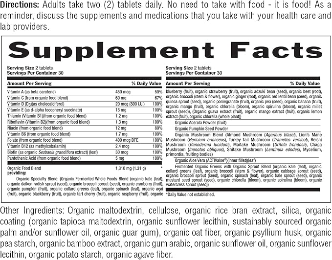 Country Life RealFood Organics for Men – 60 Tablets | 1,300mg Organic Fermented Whole Foods, 7-Mushroom Superfood & Aloe – Certified Gluten-Free, Vegan & USDA Organic Multivitamin