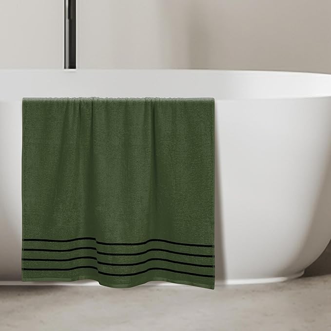 MyOwn Cotton 2 Pack Oversized Bath Sheet 35 x 70, Large Bath Sheet, Ultra Absorbent, Compact, Eco-Friendly and 100% Recyclable, Quick Drying and Lightweight Towel - Olive Green