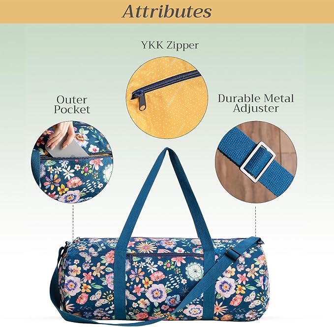Maison d' Hermine Yoga Mat bag, Cylindrical bag for Woman&Men, yoga mat Bag &Adjustable shoulder straps Yoga Mat Carrier Bag with Drawstring Water Bottle Pocket and zipper pocket
