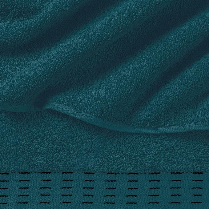 Ultra Soft 6 Pack Cotton Towel Set, Contains 2 Bath Towels 28x55 inch, 2 Hand Towels 16x24 inch & 2 Wash Coths 12x12 inch, Ideal Everyday use, Compact & Lightweight - Teal