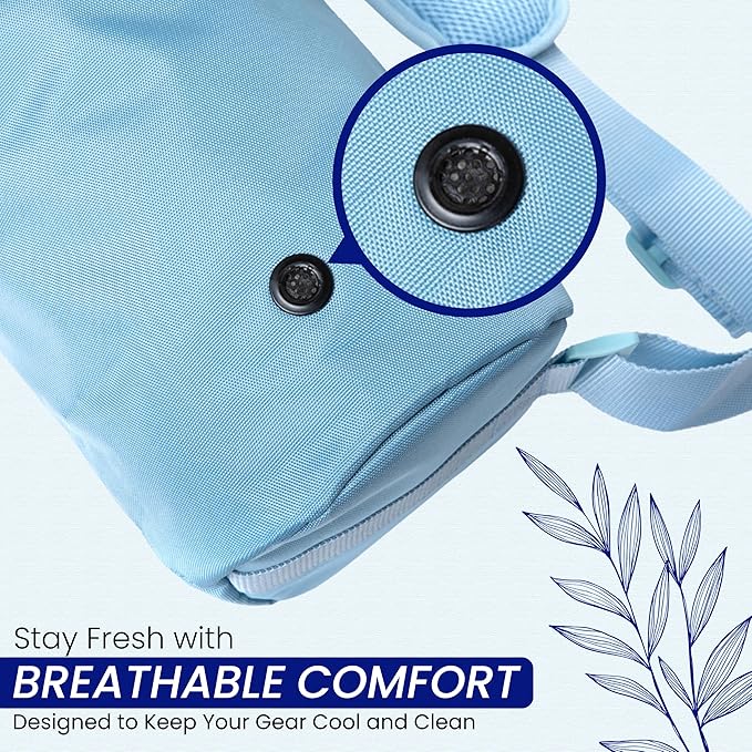 Large Yoga Mat Bag for Men & Women | Premium, Waterproof, Bottle Pocket, Ventilation & Padded Adjustable Strap | Stylish and Sky Blue Yoga Mat Carrying Bag | Great for Gym & Travel Use
