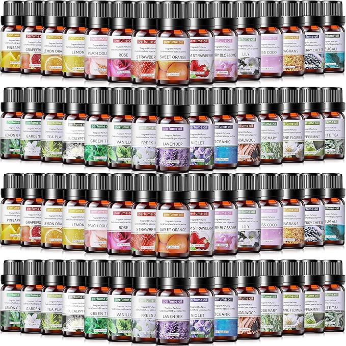 Nuanchu 52 Pcs Essential Oils Set 10ml Fragrance Oil Aromatherapy Kit for Diffuser Humidifier Aromatherapy-Oils for Candle Bath Bombs Making
