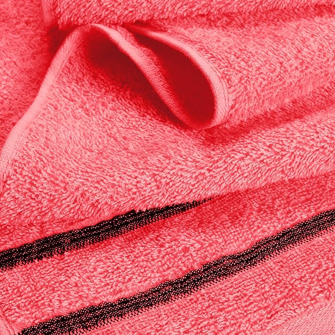 MyOwn Ultra Soft 4 Pack Oversized Bath Towel Set 27x54 inches, 100% Cotton Bath Towels, Highly Absorbant Compact Quickdry & Lightweight Towel, Ideal for Gym Travel Camp Pool - Coral Orange