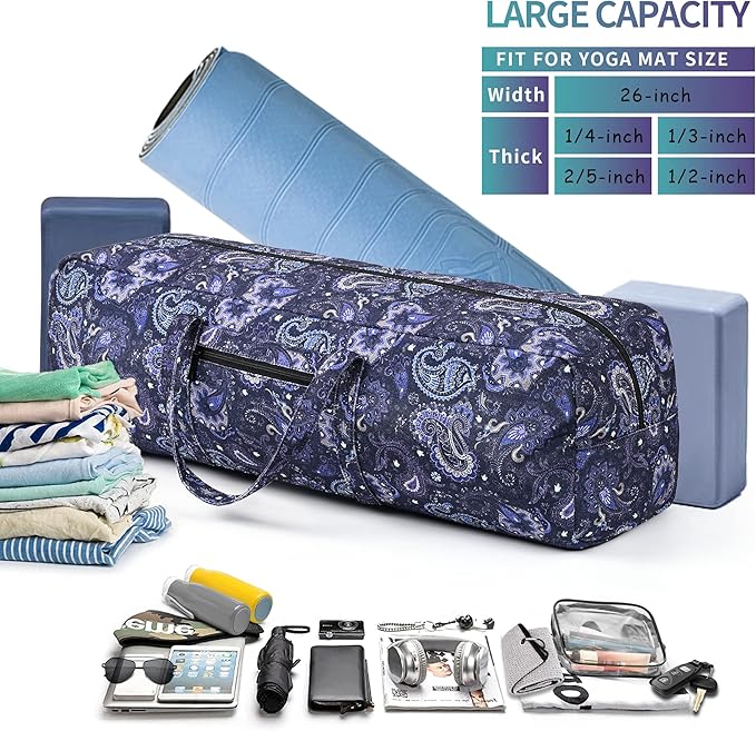 Boulder Bee | Yoga Mat Bag | Large Yoga Mat Carrier with Wet Pocket | Yoga Gifts | Gym Tote Bag for Women