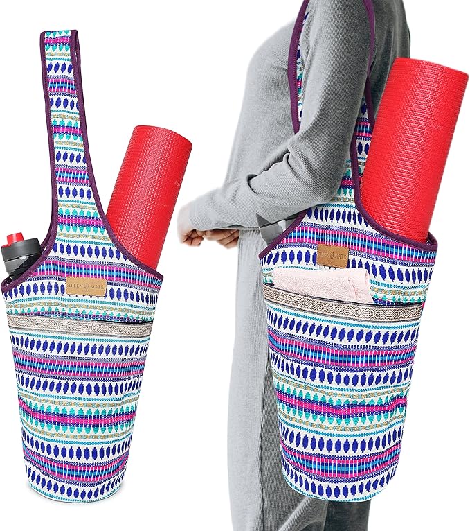 ALLEN & MATE Unisex Yoga Exercise Mat Bag with Large Size Pocket, Big Capacity Mat Tote Shoulder Carrier for Men & Women