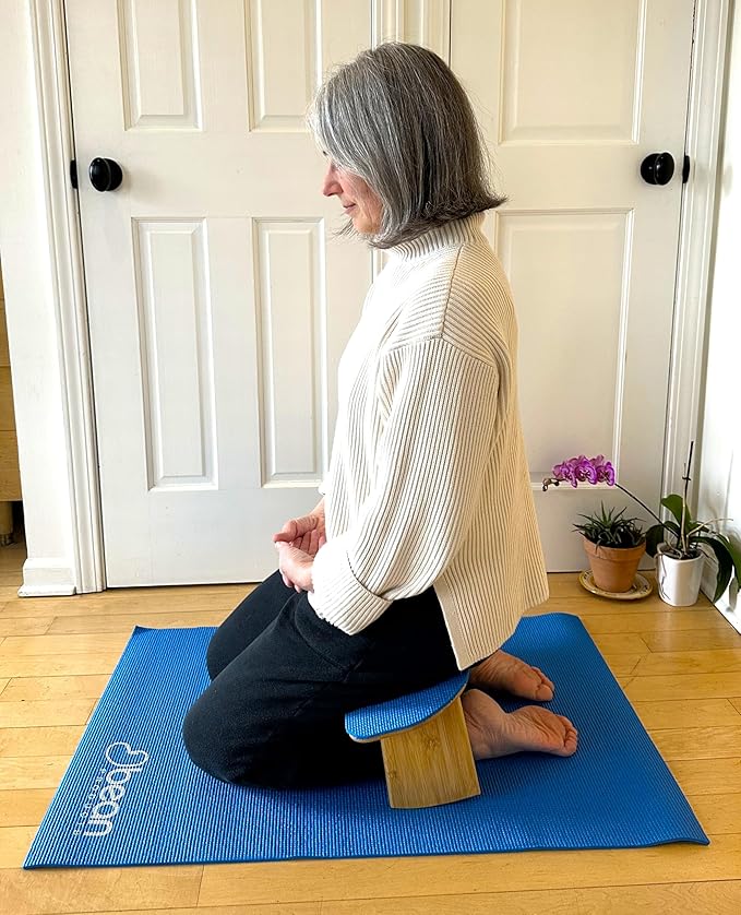 Bean Products Bamboo Foldable Meditation Bench β Supportive and Portable Kneeling Stool Chair with Meditation kit β Ergonomic Design for Seiza, Meditation, Prayer and Travel β Made in USA