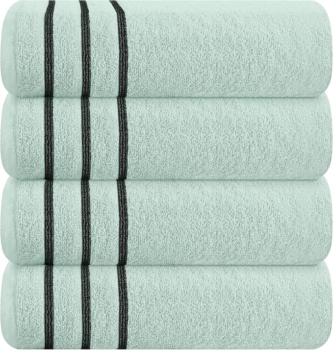 MyOwn Ultra Soft 4 Pack Oversized Bath Towel Set 27x54 inches, 100% Cotton Bath Towels, Highly Absorbant Compact Quickdry & Lightweight Towel, Ideal for Gym Travel Camp Pool - Sea Green