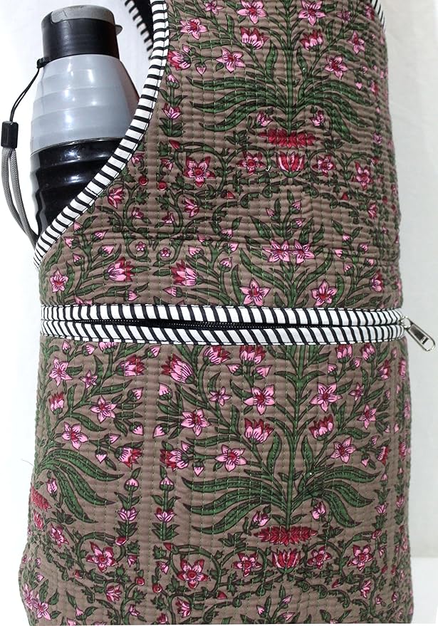 INDIAN CRAFT CASTLE Yoga Mat Bag | Tote Mat Bag | Sling Yoga Tote w/Large Side Pocket & Zipper Pocket | Yoga Mat Carrier Fits Most Size Mats
