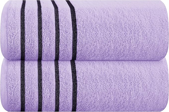 MyOwn Cotton 2 Pack Oversized Bath Sheet 35 x 70, Large Bath Sheet, Ultra Absorbent, Compact, Eco-Friendly and 100% Recyclable, Quick Drying and Lightweight Towel - Purple