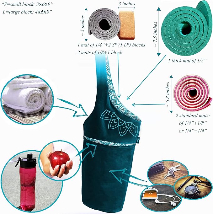Yoga Mat Bag – Versatile Yoga Bag with Mat Straps & Storage Pockets, Holds Yoga & Pilates Mats, Lightweight & Durable