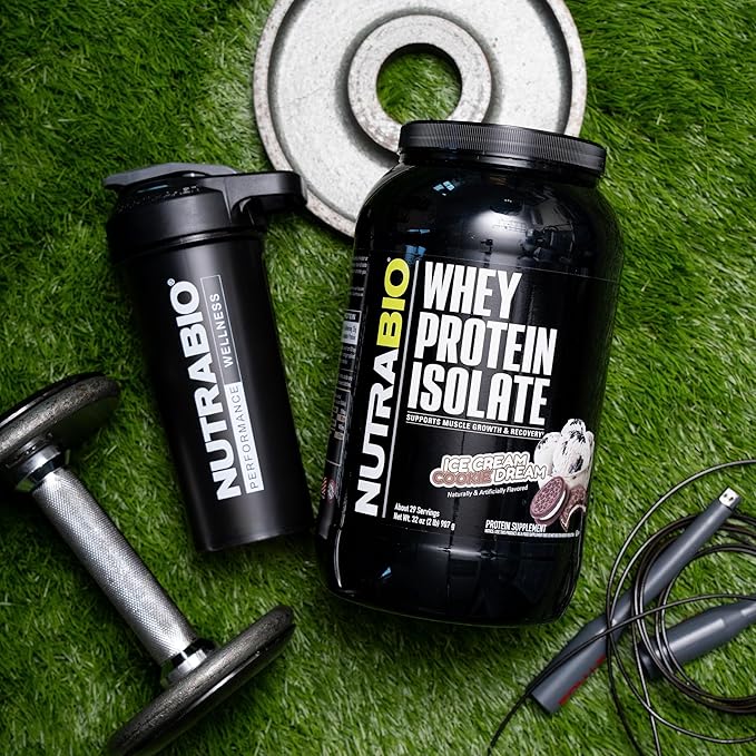 NutraBio 100% Whey Protein Isolate Protein Powder, 25g Protein with Complete Amino Acid Profile, Non-GMO, Soy & Gluten Free, Low Carb, Low Calorie Whey Protein Powder, Ice Cream Cookie Dream, 2 Lbs
