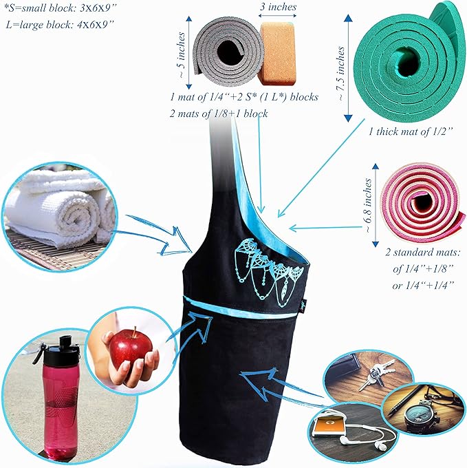Yoga Mat Bag – Versatile Yoga Bag with Mat Straps & Storage Pockets, Holds Yoga & Pilates Mats, Lightweight & Durable
