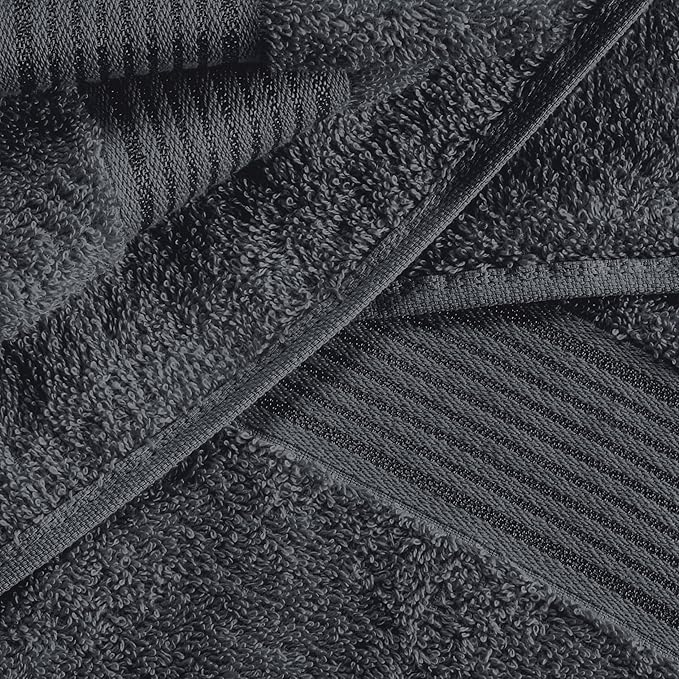 BELZZI Home Ultra Soft 4 Pack Oversized Bath Towel Set 27x54, Cotton Compact Bath Towels, Highly Absorbant Eco-Friendly Quickdry & Lightweight Towel, Ideal for Gym Travel Camp Pool - Charcoal Grey
