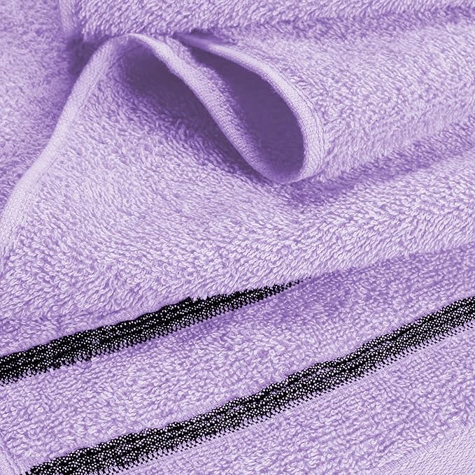 MyOwn Ultra Soft 6 Pack Cotton Towel Set, Contains 2 Bath Towels 28x55 inch, 2 Hand Towels 16x24 inch & 2 Wash Coths 12x12 inch, Ideal Everyday use, Compact & Lightweight - Purple, 71644