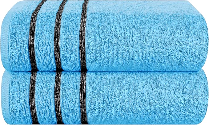 MyOwn Cotton 2 Pack Oversized Bath Towel Set 28x55 inches, Large Bath Towels, Ultra Absorbant Compact Quickdry & Lightweight Towel, Ideal for Gym Travel Camp Pool - Sky Blue