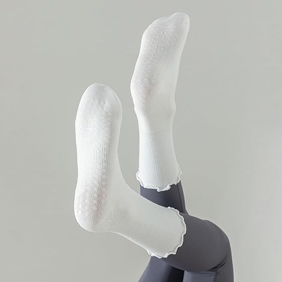 3/6 Pairs Cute Pilates Socks with Grips,Yoga Socks Barre Sock Non Slip Embroidery for Barre Ballet Workout