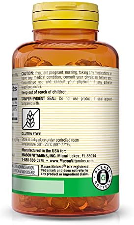 MASON NATURAL Vitamin D3 25 mcg (1000 IU), Bone & Immune Support, from Fish Liver Oil, 60 Softgels (Pack of 3)